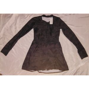 NWT 1 Piece Swim Dress Long Sleeve Size Medium Grey Black Camo UPF 50 Cagola